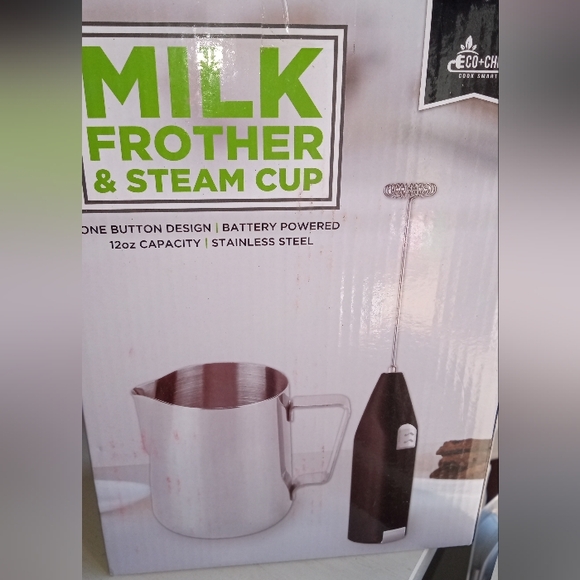 Stainless Steel Milk Frother and Steam Cup - Black - Picture 1 of 7